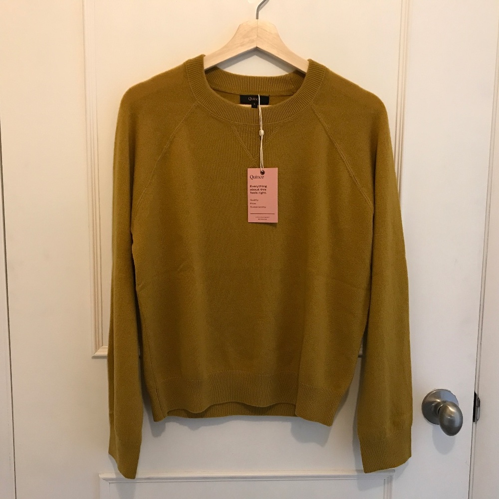 Quince Mongolian Cashmere Sweater sweatshirt Large Spicy Mustard